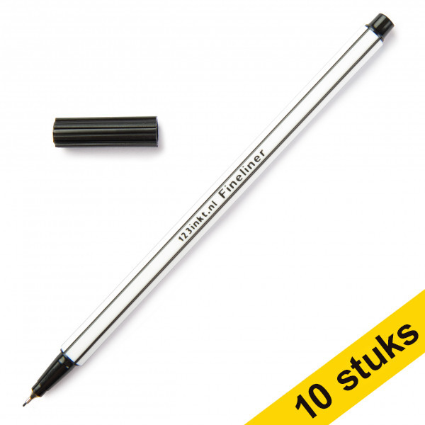 Aanbieding: 10x 123inkt fineliner zwart  300432 - 1