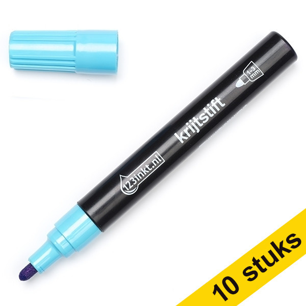 Aanbieding: 10x 123inkt krijtstift blauw  300606 - 1