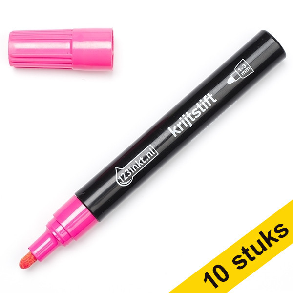 Aanbieding: 10x 123inkt krijtstift roze  300609 - 1