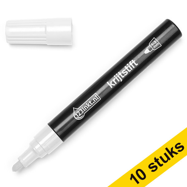 Aanbieding: 10x 123inkt krijtstift wit  300610 - 1