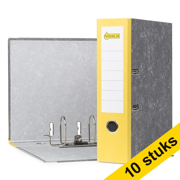 Aanbieding: 10x 123inkt ordner A4 karton geel 80 mm  300370 - 1