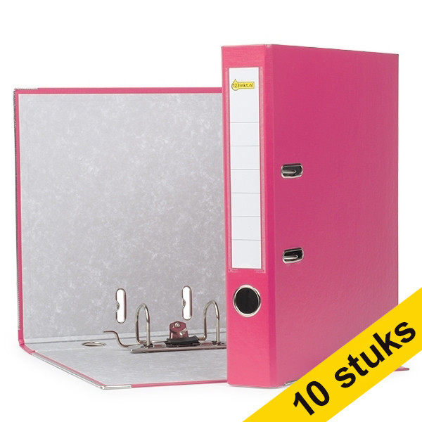 Aanbieding: 10x 123inkt ordner A4 plastic roze 50 mm  300561 - 1