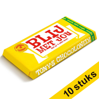 Aanbieding: 10x Tony's Chocolonely Melk Noga blij met jou chocoladereep 180 gram