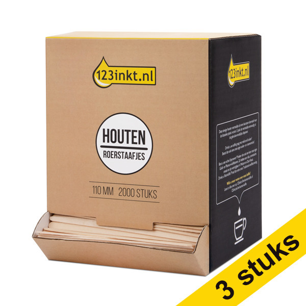 Aanbieding: 123inkt houten roerstaafjes 110 mm (2000 stuks) FSC® 100%  300824 - 1