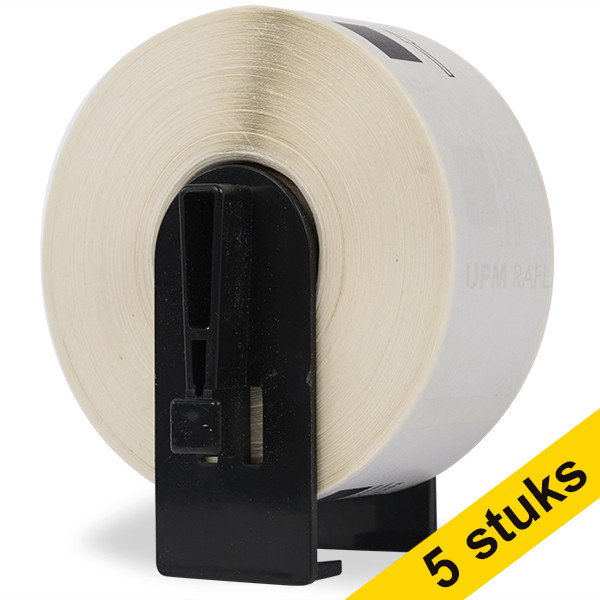 Aanbieding: 123inkt huismerk vervangt 5x Brother DK-22210 continue papiertape DK22210C 650537 - 1