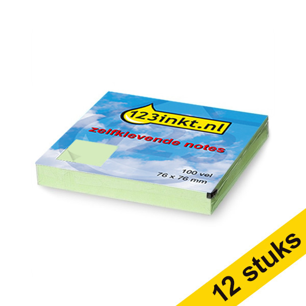 Aanbieding: 12 x 123inkt zelfklevende notes groen 76 x 76 mm  300249 - 1