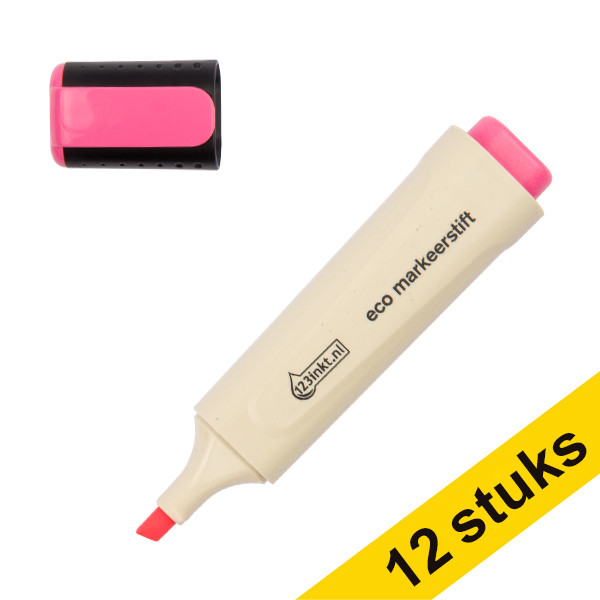 Aanbieding: 12x 123inkt eco markeerstift roze  390582 - 1