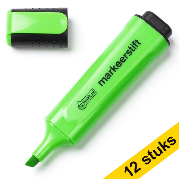 Aanbieding: 12x 123inkt markeerstift groen  300390 - 1