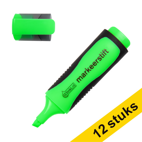 Aanbieding: 12x 123inkt markeerstift groen  300390 - 1