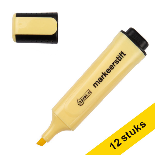 Aanbieding: 12x 123inkt markeerstift pastelgeel  300493 - 1