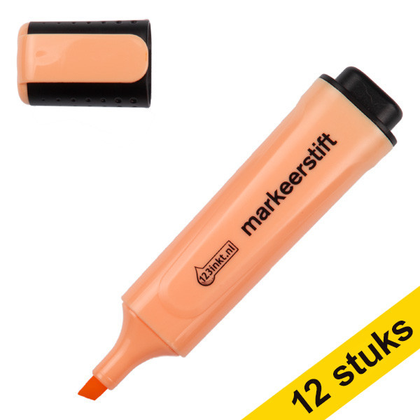 Aanbieding: 12x 123inkt markeerstift pasteloranje  300495 - 1