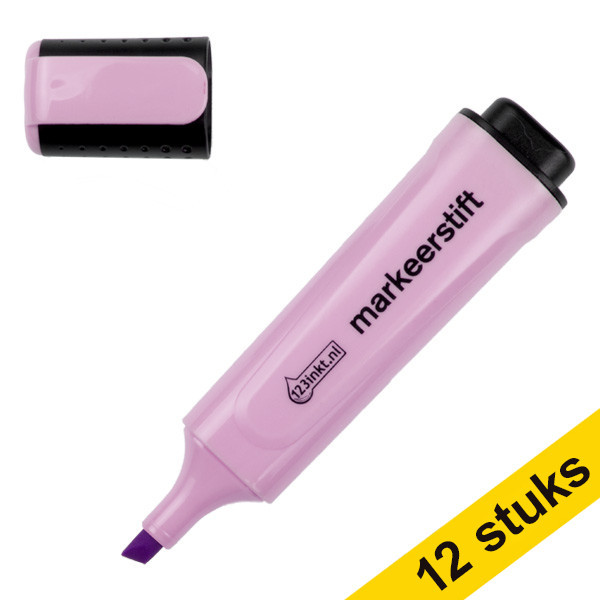 Aanbieding: 12x 123inkt markeerstift pastelpaars  300498 - 1