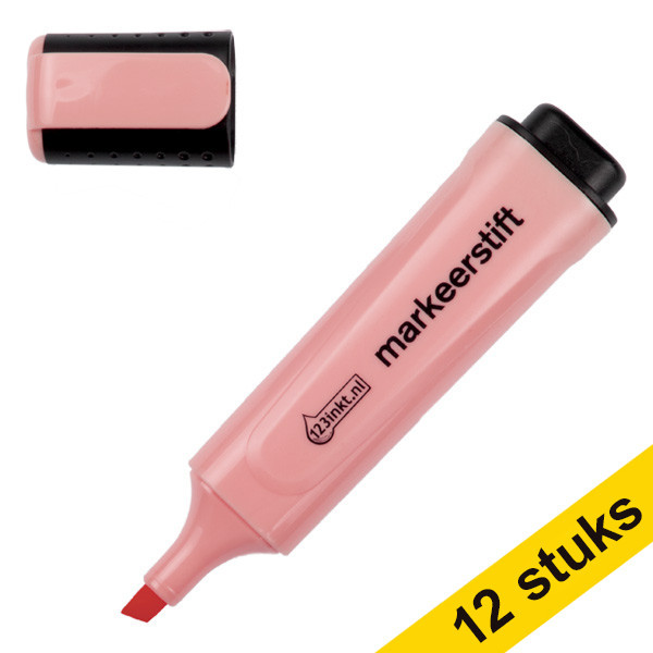 Aanbieding: 12x 123inkt markeerstift pastelroze  300496 - 1