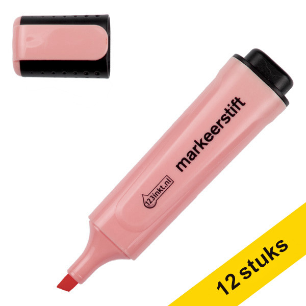 Aanbieding: 12x 123inkt markeerstift pastelroze  300496 - 1