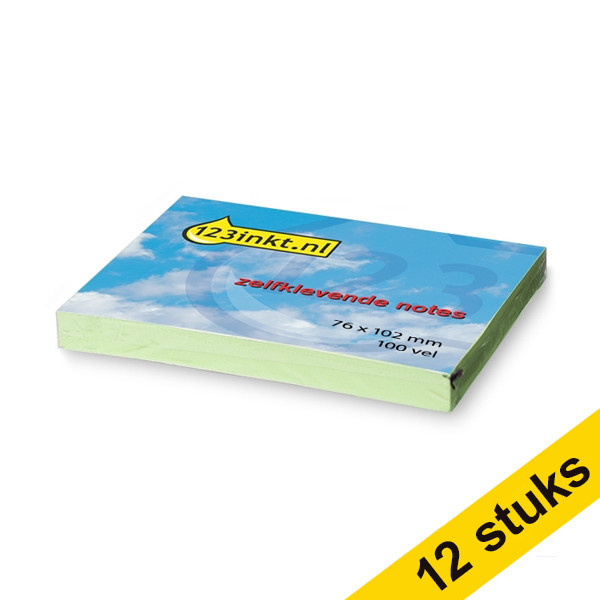 Aanbieding: 12x 123inkt zelfklevende notes groen 76 x 102 mm  300052 - 1