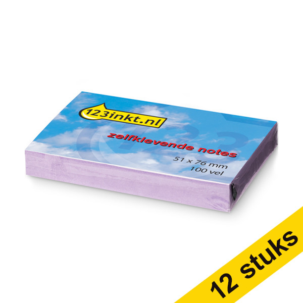 Aanbieding: 12x 123inkt zelfklevende notes lila 51 x 76 mm  300489 - 1