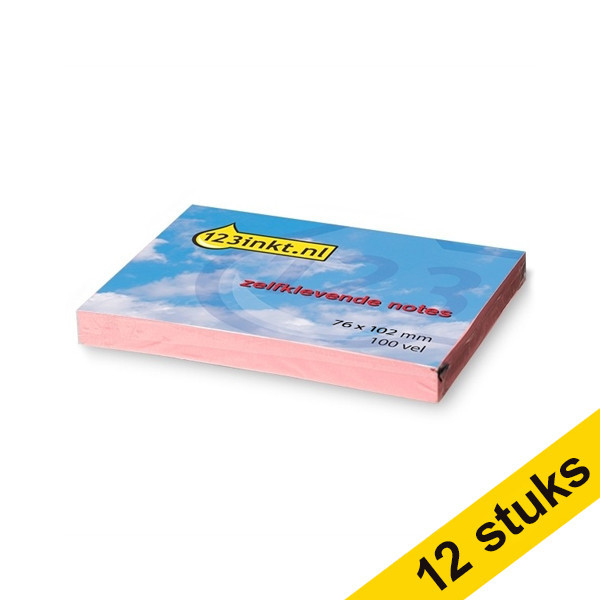 Aanbieding: 12x 123inkt zelfklevende notes roze 76 x 102 mm  300237 - 1