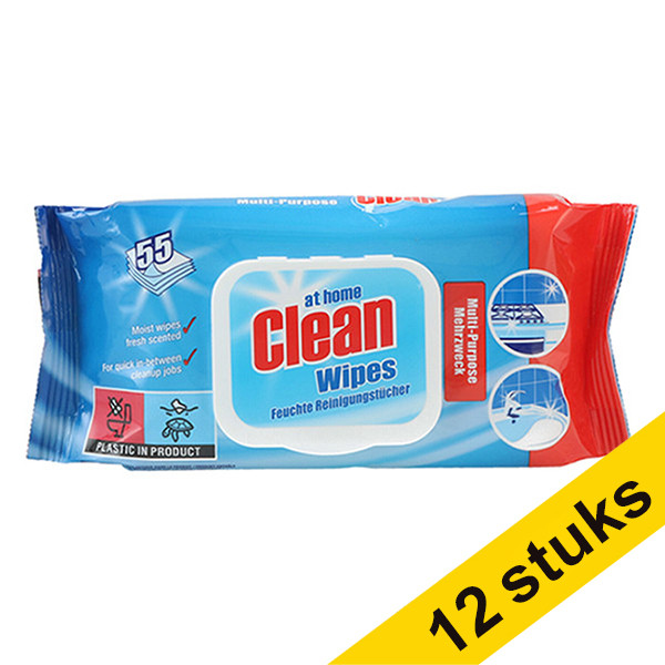 Aanbieding: 12x At Home Clean Multi-Cleaning schoonmaakdoekjes (55 stuks)  SAT00045 - 1