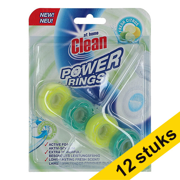 Aanbieding: 12x At Home Clean toiletblok Power Rings Fresh Citrus (40 gram)  SAT00057 - 1