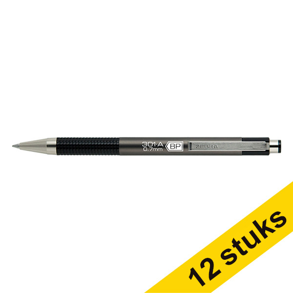 Aanbieding: 12x Zebra F301A balpen grijs  423808 - 1