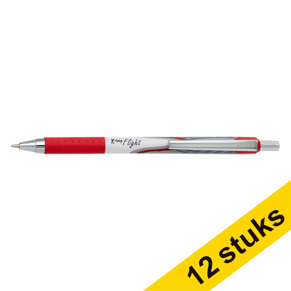 Aanbieding: 12x Zebra Z-Grip Flight balpen rood  423819 - 1