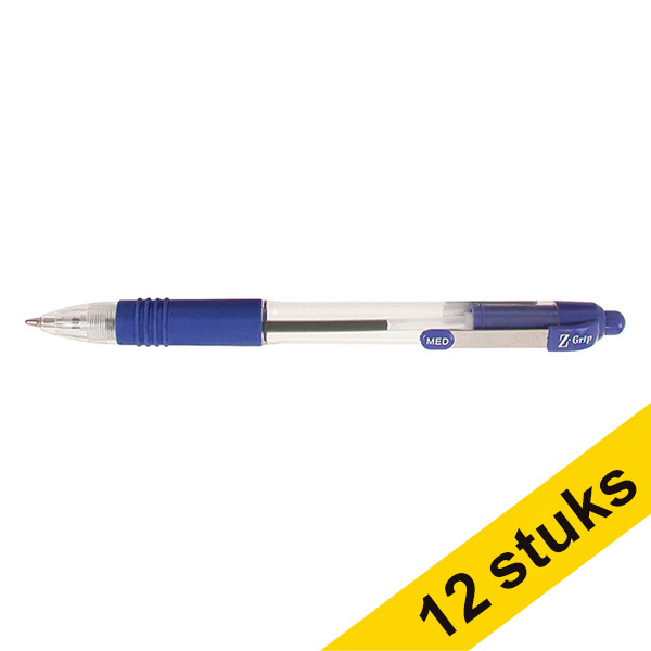 Aanbieding: 12x Zebra Z-Grip balpen blauw  423814 - 1