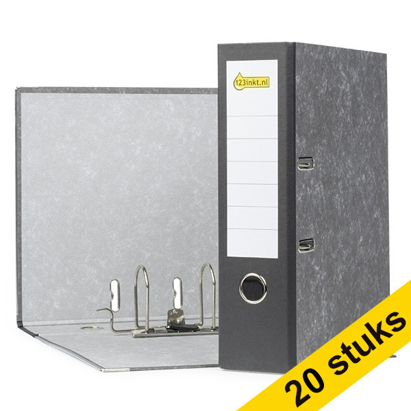 Aanbieding: 20x 123inkt ordner A4 karton zwart gewolkt 80 mm  301336 - 1