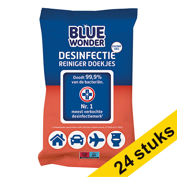 Aanbieding: 24x Blue Wonder desinfectie doekjes (72 stuks)  SBL00062 - 1