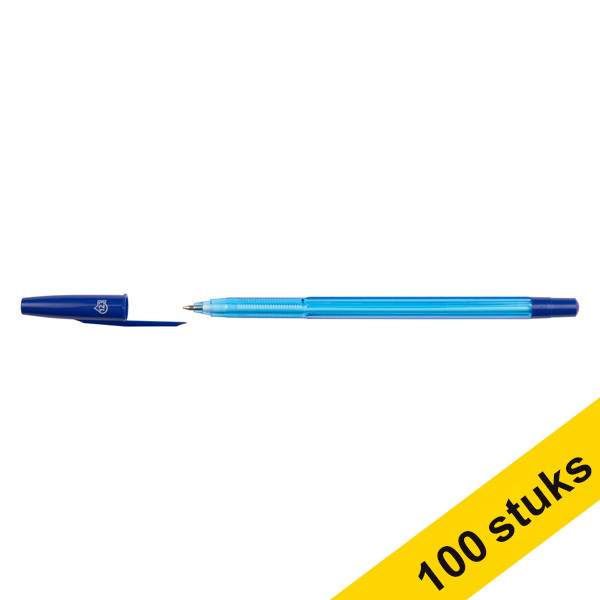 Aanbieding: 2x 123inkt balpen met dop blauw (50 stuks)  301369 - 1