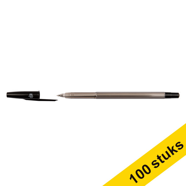 Aanbieding: 2x 123inkt balpen met dop zwart (50 stuks)  301370 - 1