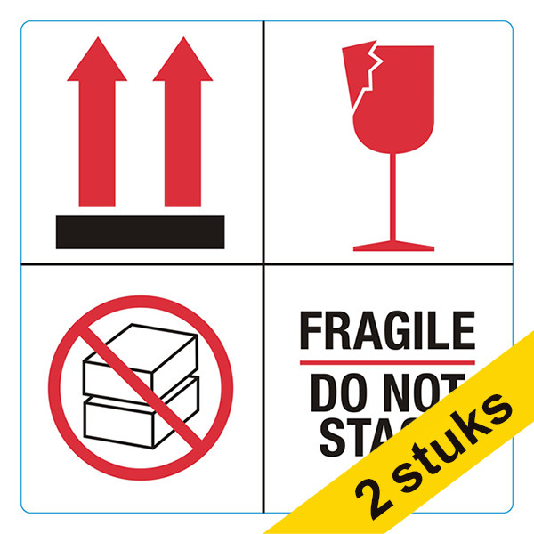 Aanbieding: 2x 123inkt waarschuwingsetiketten Fragile/Do not stack (1.000 etiketten)  302354 - 1