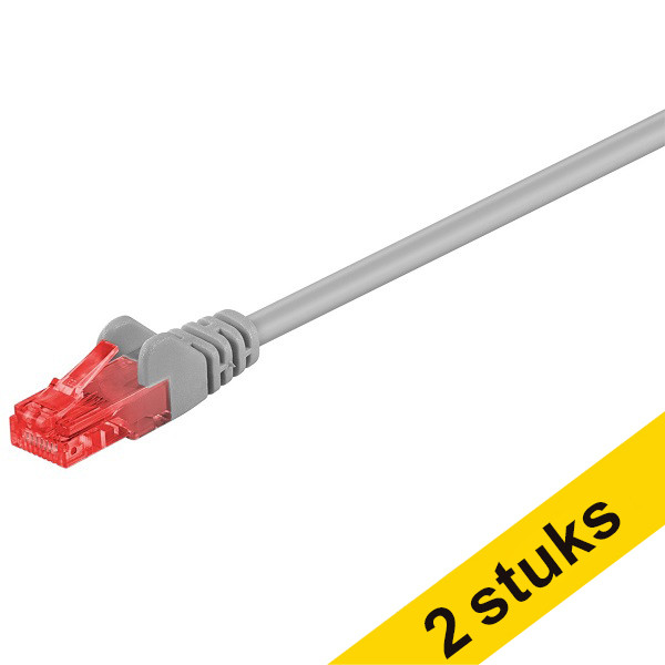 Aanbieding: 2x Netwerkkabel Cat6 U/UTP grijs (1 meter)  340010 - 1