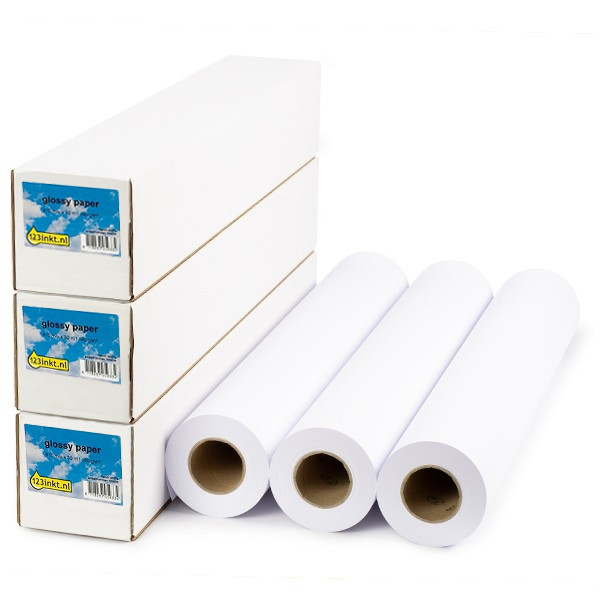 Aanbieding: 3x 123inkt Glossy paper roll 610 mm (24 inch) x 30 m (190 grams)  302098 - 1