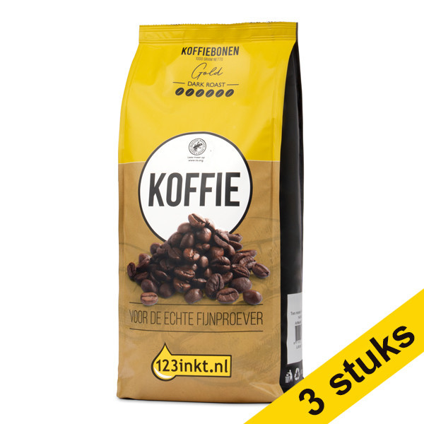 Aanbieding: 3x 123inkt Gold dark roast koffiebonen 1 kg  301042 - 1