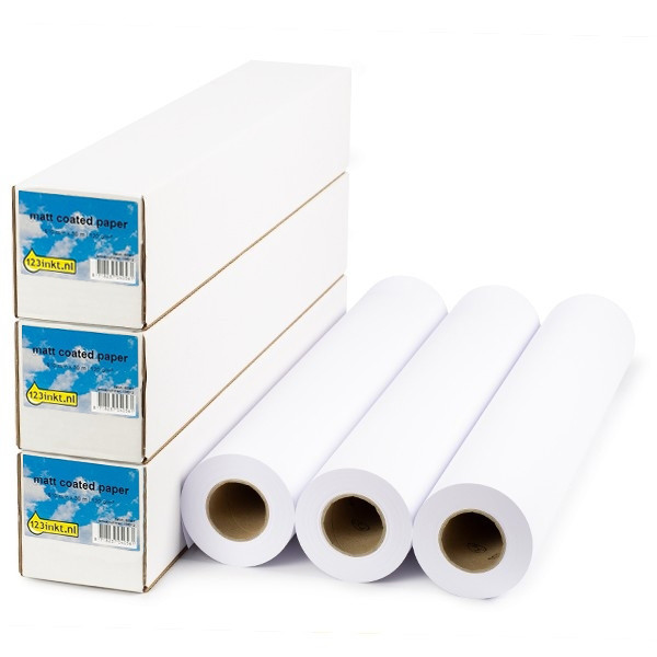 Aanbieding: 3x 123inkt Matt Coated paper roll 610 mm (24 inch) x 30 m (120 grams)  302095 - 1