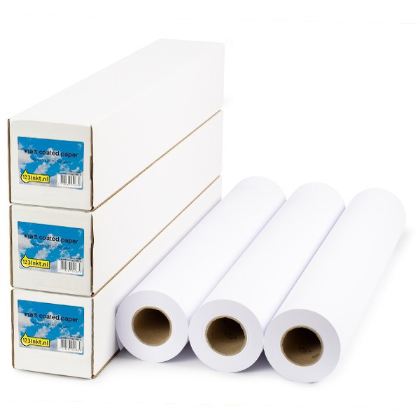 Aanbieding: 3x 123inkt Matt Coated paper roll 610 mm (24 inch) x 30 m (140 grams)  302105 - 1