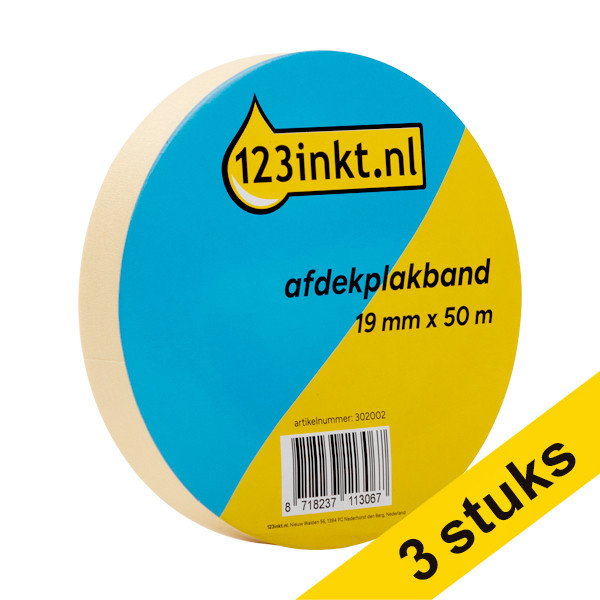 Aanbieding: 3x 123inkt afdekplakband 19 mm x 50 m  302003 - 1