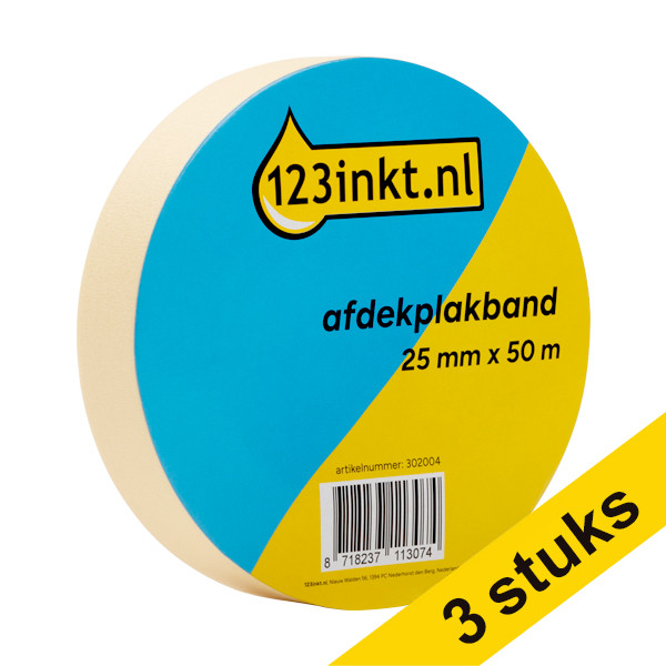 Aanbieding: 3x 123inkt afdekplakband 25 mm x 50 m  302005 - 1