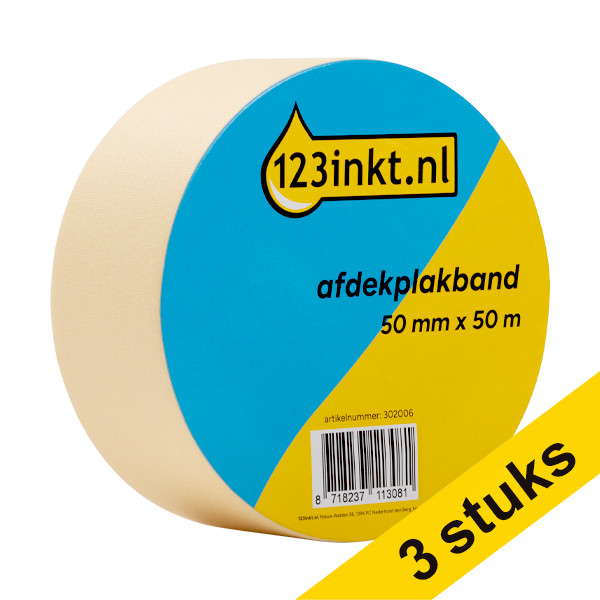 Aanbieding: 3x 123inkt afdekplakband 50 mm x 50 m  302007 - 1