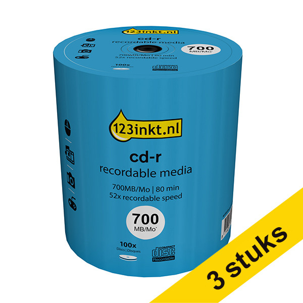 Aanbieding: 3x 123inkt cd-r 80 min. 100 stuks op spindel  301582 - 1