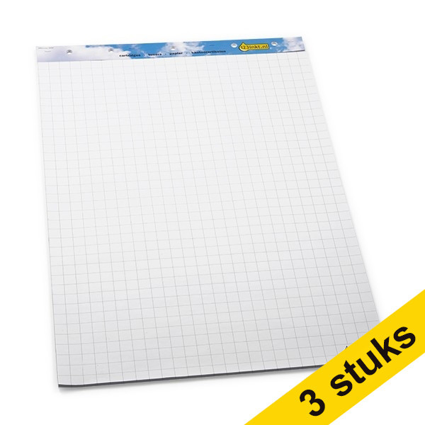 Aanbieding: 3x 123inkt flipoverblok blanco/ruit 65 x 98 cm (2 x 50 vel)  301351 - 1