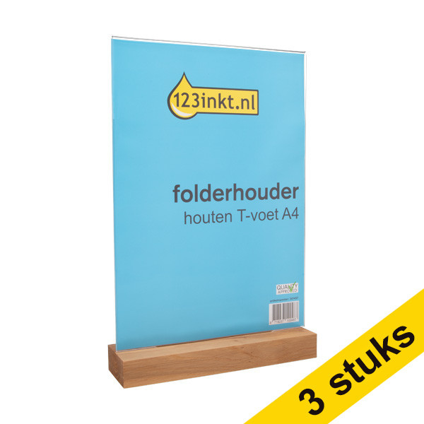 Aanbieding: 3x 123inkt folderhouder houten T-voet A4  301570 - 1