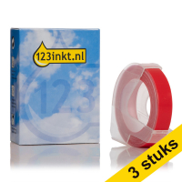 Aanbieding: 3x 123inkt lettertang S0898150 / 520102 reliëftape wit op rood  650770