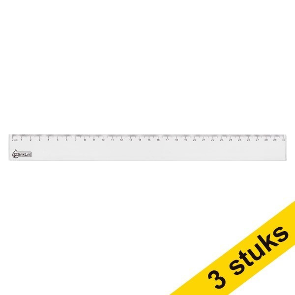 Aanbieding: 3x 123inkt liniaal plastic (30 cm)  301198 - 1