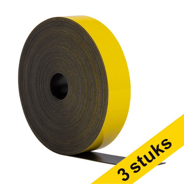 Aanbieding: 3x 123inkt magnetische etiketband uitwisbaar geel 2 cm x 10 m  302138 - 1