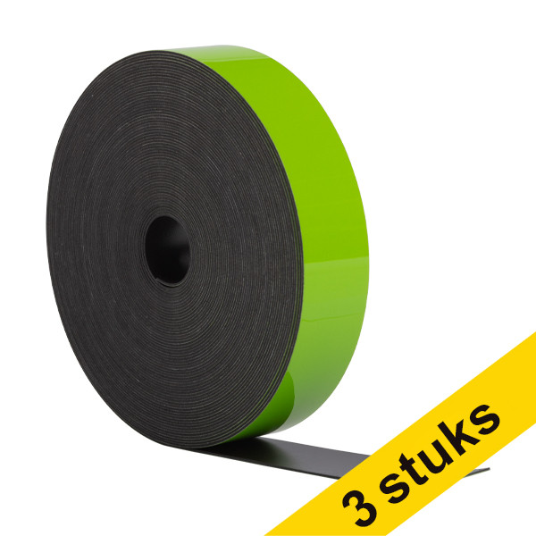 Aanbieding: 3x 123inkt magnetische etiketband uitwisbaar groen 2 cm x 10 m  302139 - 1