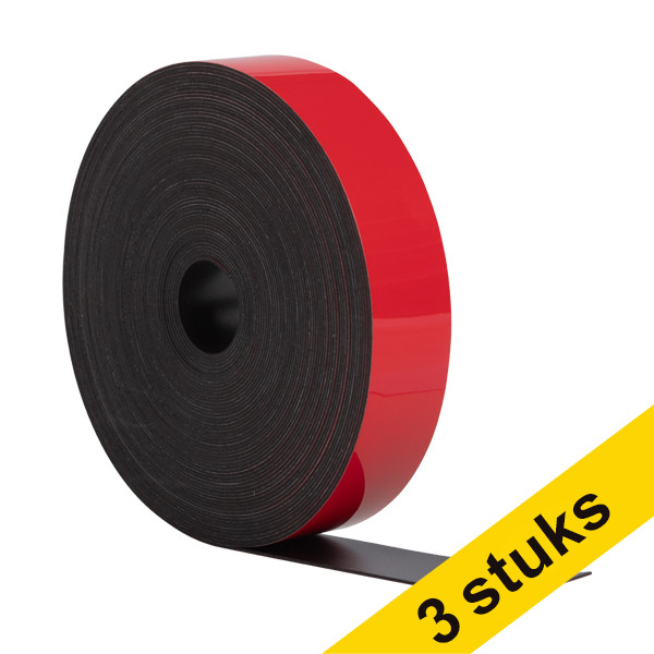 Aanbieding: 3x 123inkt magnetische etiketband uitwisbaar rood 2 cm x 10 m  302140 - 1