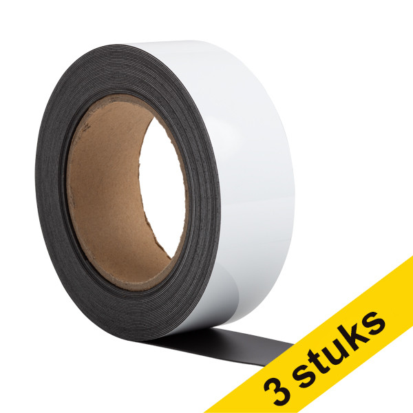 Aanbieding: 3x 123inkt magnetische etiketband uitwisbaar wit 4 cm x 10 m  302135 - 1