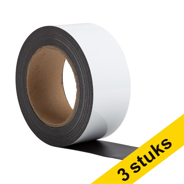 Aanbieding: 3x 123inkt magnetische etiketband uitwisbaar wit 5 cm x 10 m  302136 - 1