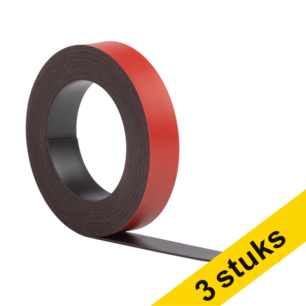 Aanbieding: 3x 123inkt magnetische tape 10 mm x 2 m rood  302156 - 1